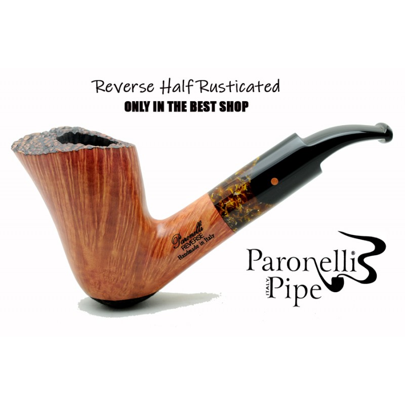 Briar pipe Paronelli REVERSE HALF RUSTICATED handmade