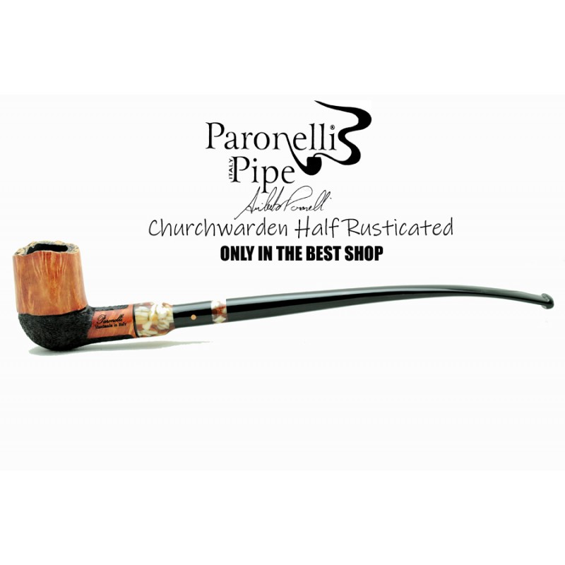 Pipa Paronelli radica CHURCHWARDEN HALF RUSTICATED fatta a mano