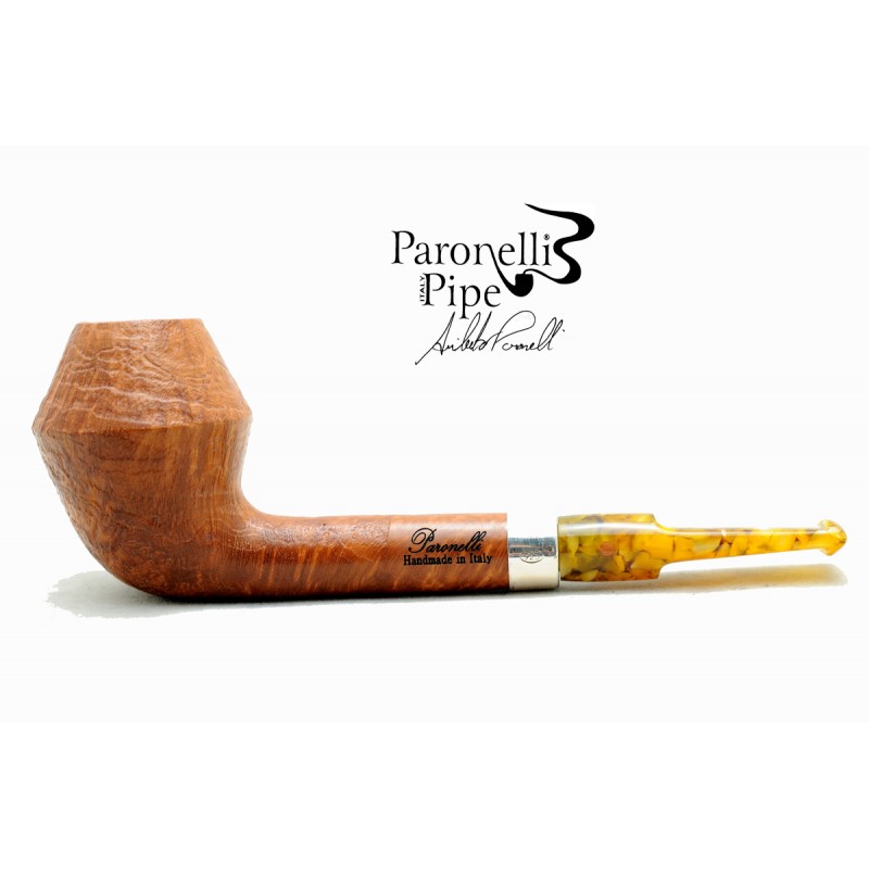 Briar pipe Paronelli freehand sandblast natural handmade silver ring 925