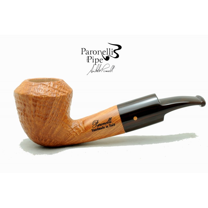 Briar pipe Paronelli half bent sandblast natural handmade