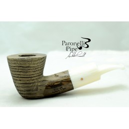 Grey Bog Oak 5000 years pipe Paronelli REVERSE sandblast handmade