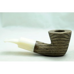 Grey Bog Oak 5000 years pipe Paronelli REVERSE sandblast handmade