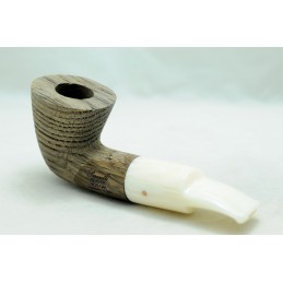 Grey Bog Oak 5000 years pipe Paronelli REVERSE sandblast handmade