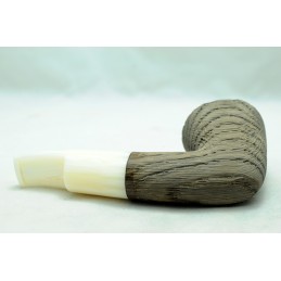 Grey Bog Oak 5000 years pipe Paronelli REVERSE sandblast handmade