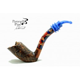 Briar pipe Paronelli bent freehand sandblast handmade