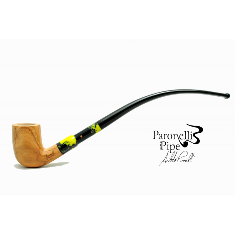 Wild olive wood pipe Paronelli churchwarden handmade double mouthpiece