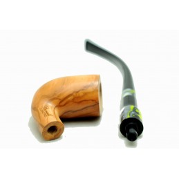 Wild olive wood pipe Paronelli churchwarden handmade double mouthpiece