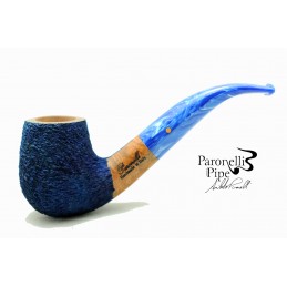 Briar pipe Paronelli bent 9mm rusticated night blue handmade
