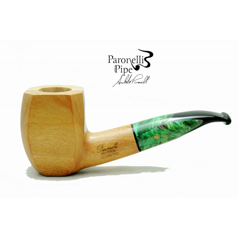 Wild olive wood pipe Paronelli REVERSE bent handmade