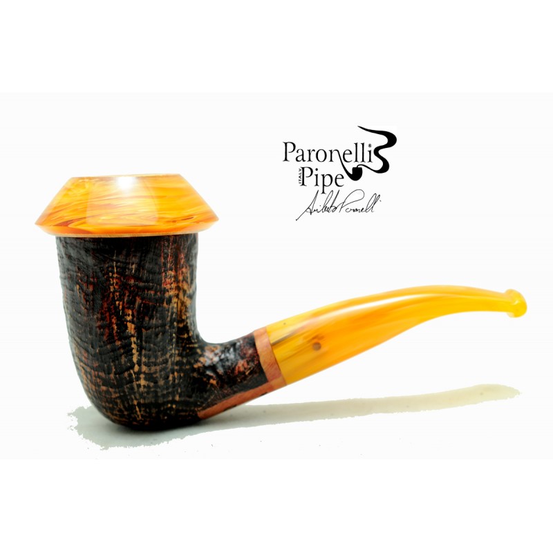 Briar pipe Paronelli CALABASH half bent sandblast handmade