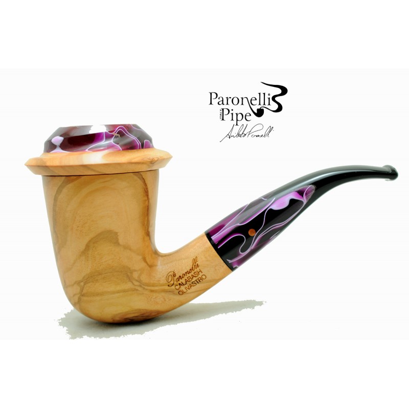 Olive wood pipe Paronelli CALABASH bent handmade