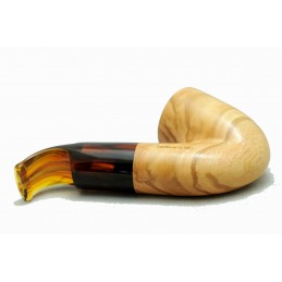 Wild olive wood pipe Paronelli REVERSE chubby bent handmade