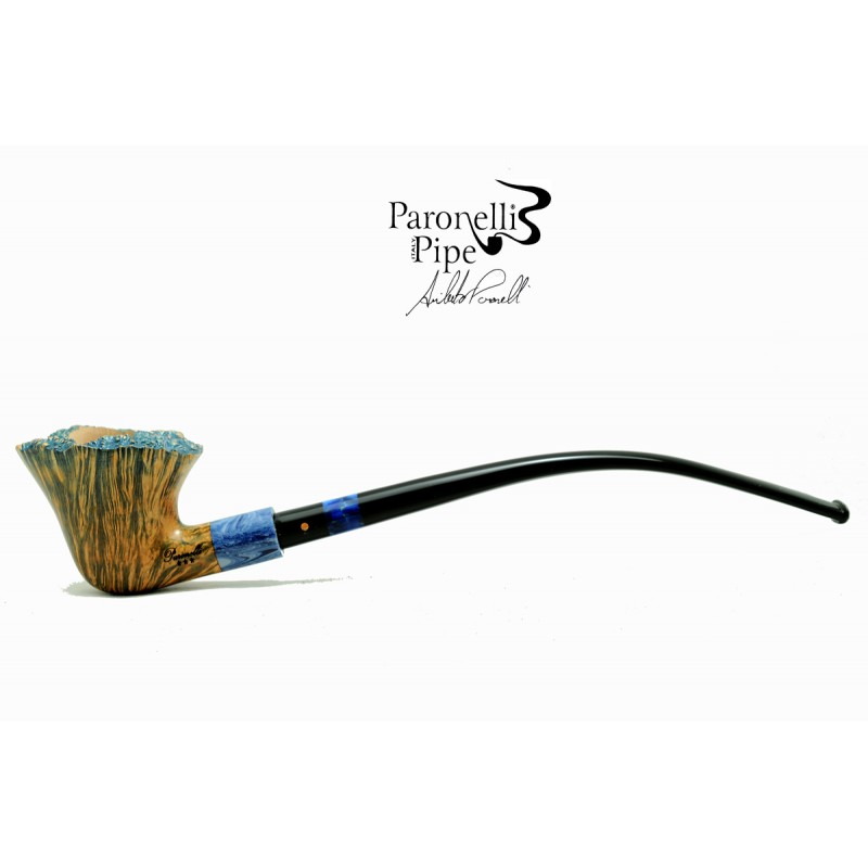 Pipa Paronelli radica semicurva churchwarden fatta a mano con doppio bocchino