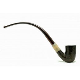 Bog Oak 5000 years pipe Paronelli bent churchwarden handmade with double mouthpiece