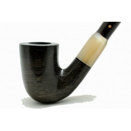 Pipa Paronelli Bog Oak 5000 anni curva churchwarden fatta a mano con doppio bocchino