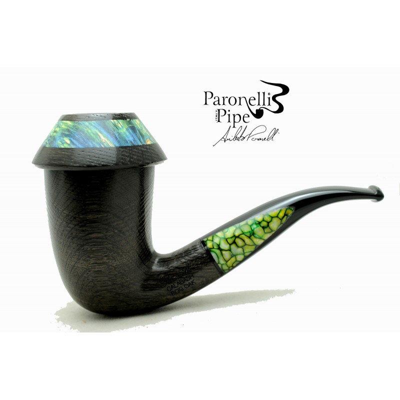 Bog Oak 5000 years pipe Paronelli CALABASH bent handmade