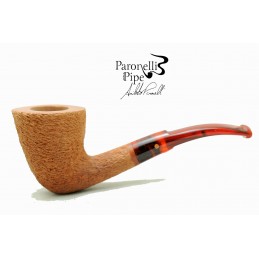 Briar pipe Paronelli half bent 9mm rusticated natural handmade