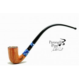 Pipa Paronelli radica curva churchwarden fatta a mano con doppio bocchino