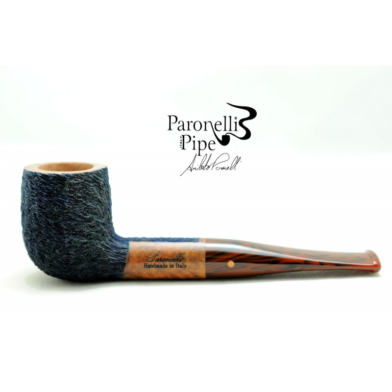 Pipa Paronelli radica billiard 9mm rusticata night blue fatta a mano