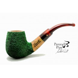 Briar pipe Paronelli bent 9mm rusticated green handmade