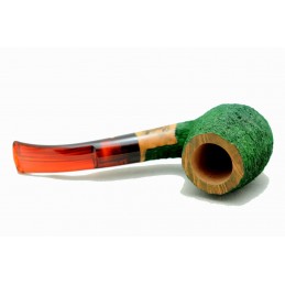 Pipa Paronelli radica curva 9mm rusticata forest green fatta a mano