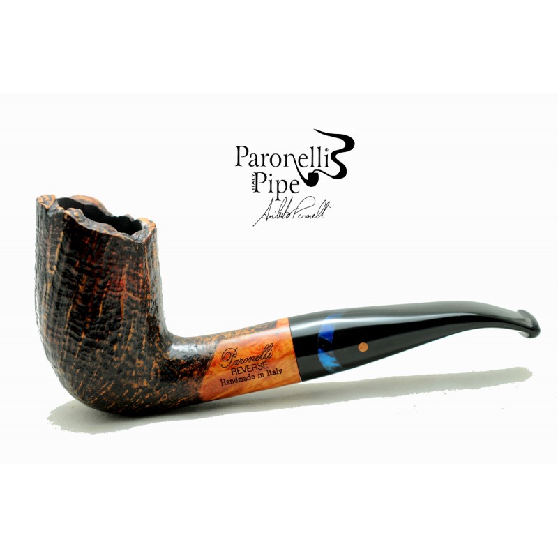 Briar pipe Paronelli REVERSE half bent sandblast handmade