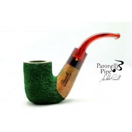 Briar pipe Paronelli hungarian bent rusticated green handmade