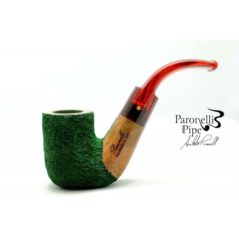 Briar pipe Paronelli hungarian bent rusticated green handmade