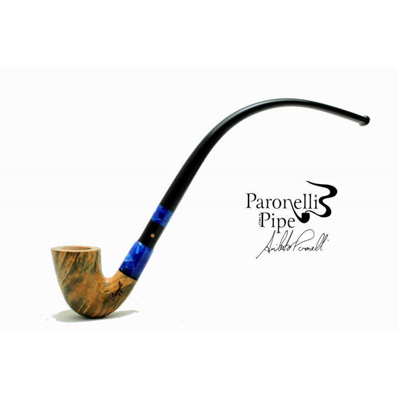 Pipa Paronelli radica curva churchwarden fatta a mano con doppio bocchino