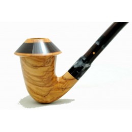 Pipa Paronelli olivastro CALABASH churchwarden fatta a mano doppio bocchino