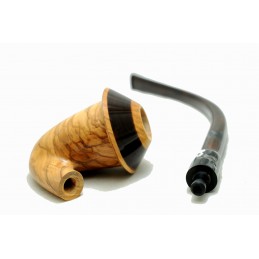 Wild olive wood pipe Paronelli CALABASH churchwarden handmade double mouthpiece