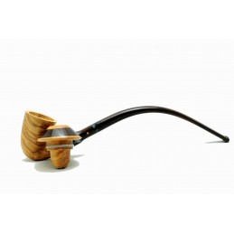 Wild olive wood pipe Paronelli CALABASH churchwarden handmade double mouthpiece