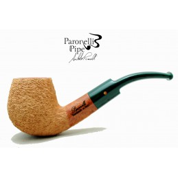 Pipa Paronelli radica curva 9mm rusticata naturale fatta a mano