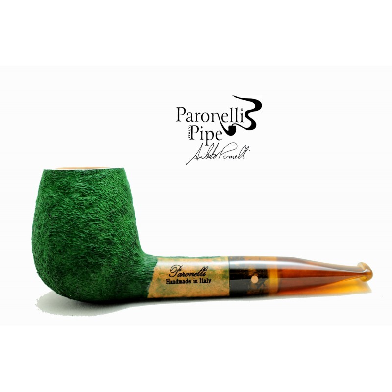 Briar pipe Paronelli chubby apple 9mm rusticated green handmade