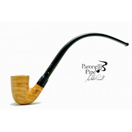 Wild olive wood pipe Paronelli churchwarden handmade double mouthpiece