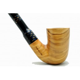 Wild olive wood pipe Paronelli churchwarden handmade double mouthpiece