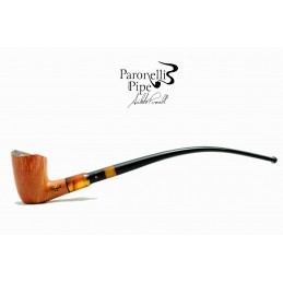 Pipa Paronelli radica semicurva churchwarden fatta a mano con doppio bocchino